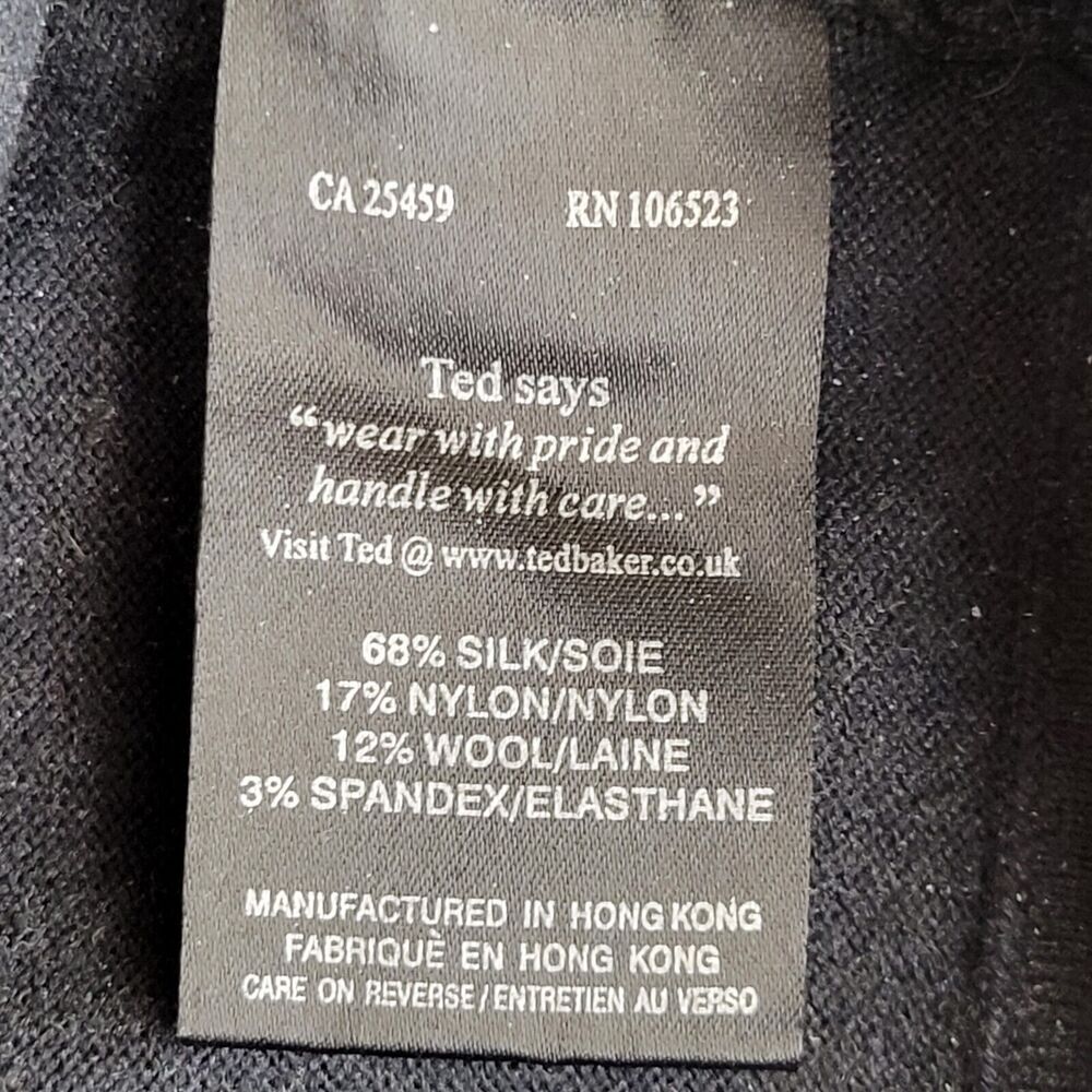 Ted Baker London Mens Sweater Size 4 Large Black Gray Colorblock Silk Wool - Picture 5 of 9